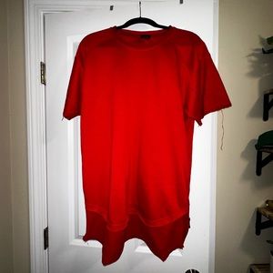 Red Short Sleeve Shirt with Zippers
